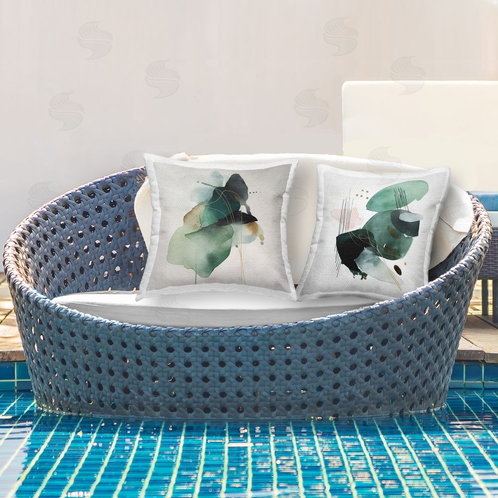 Svetlana Aleynikova Fluid Abstract Harmonies Outdoor Printed Throw Pillow on Patio
