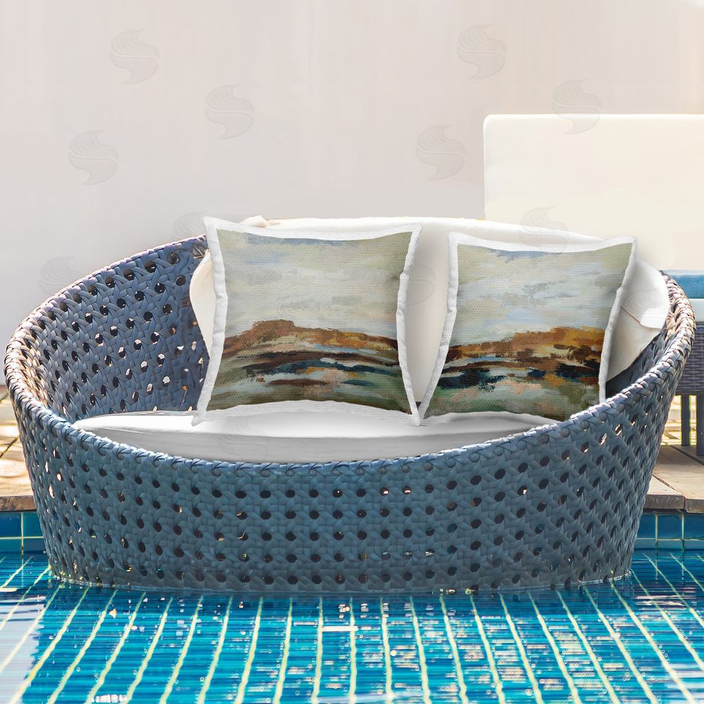 Silvia Vassileva Blended American West Atmosphere Outdoor Printed Throw Pillow on Patio