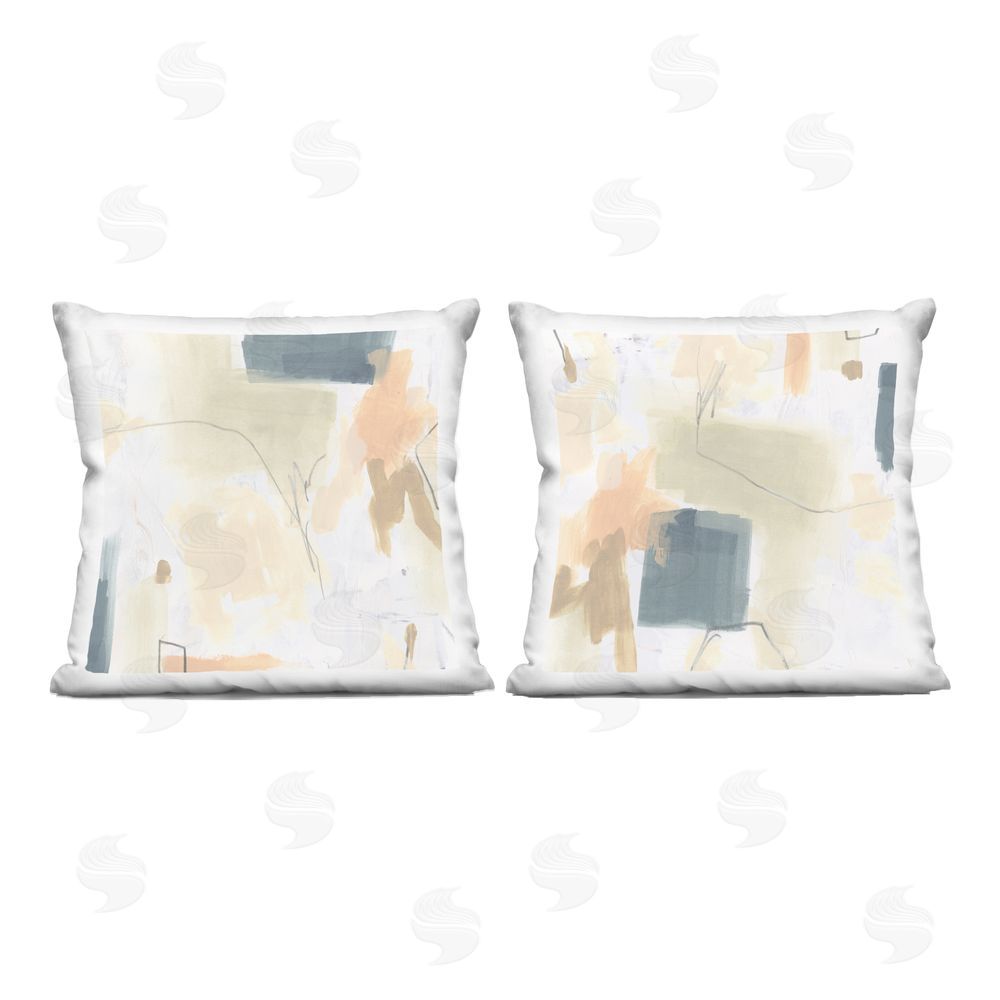 June Erica Vess Muted Plaster Line Printed Throw Pillow