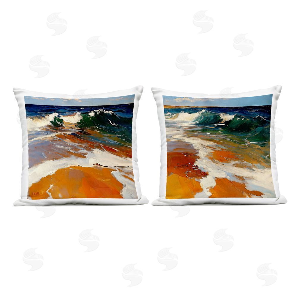 Walker Noble Glassy Coastal Break Outdoor Printed Throw Pillow