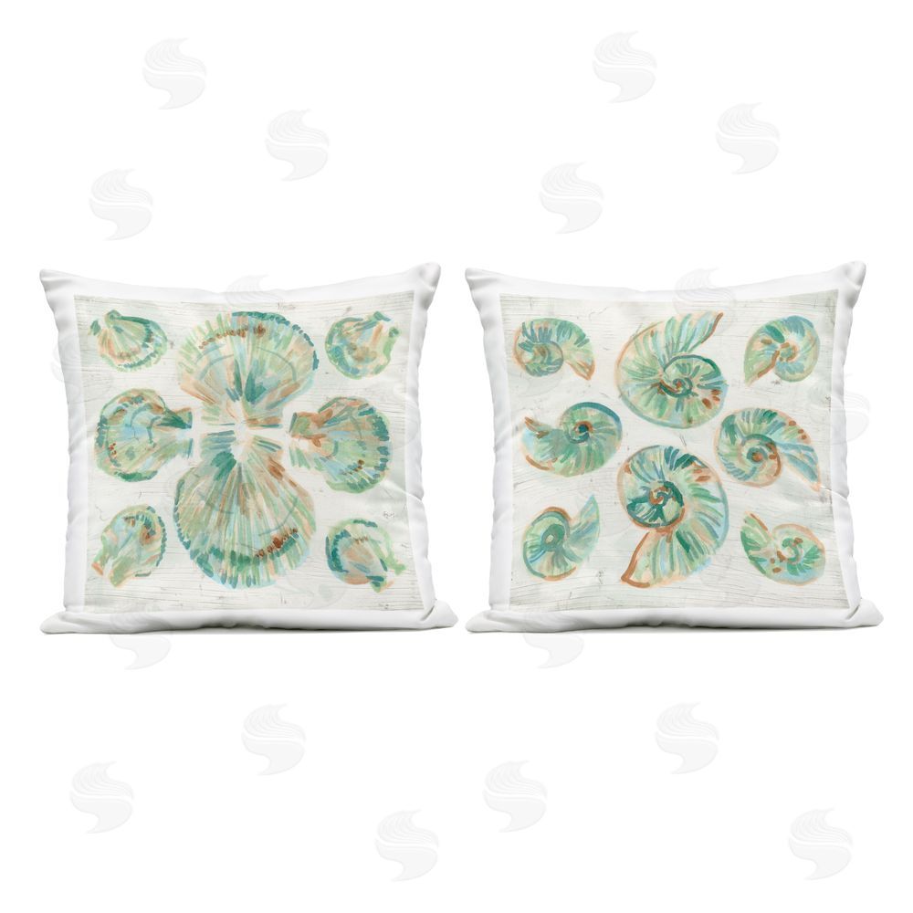 June Erica Vess Saltwashed Seashells Pattern Outdoor Printed Throw Pillow