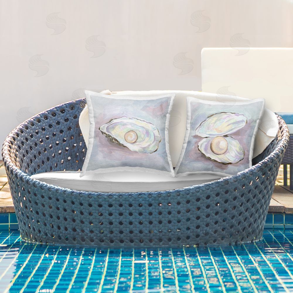 Melissa Wang Aquatic Silent Opals Outdoor Printed Throw Pillow on Patio