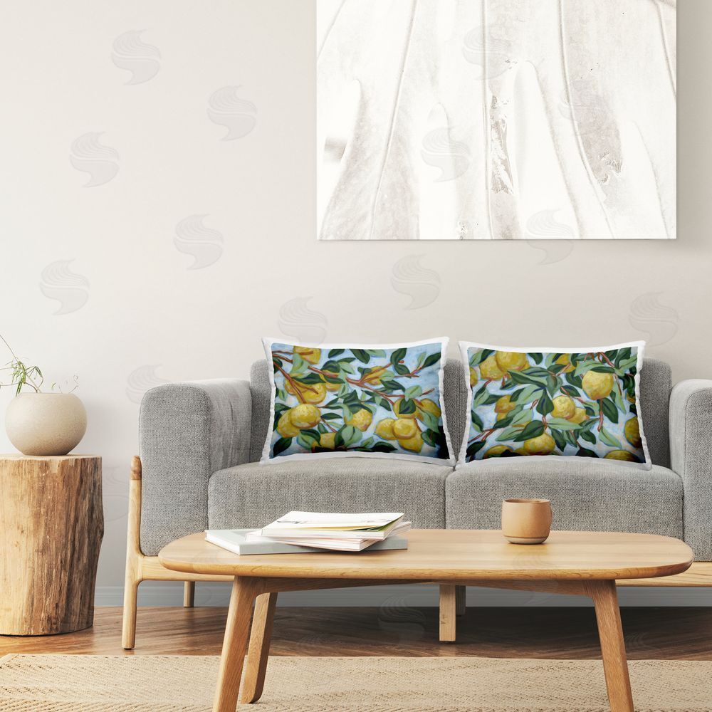 June Erica Vess Sunshine Lemon Tree Printed Throw Pillow in Room
