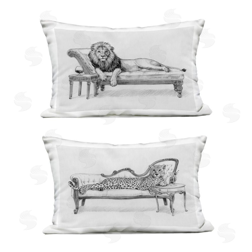 Victoria Barnes Lounging Beasts Wildlife Outdoor Printed Throw Pillow