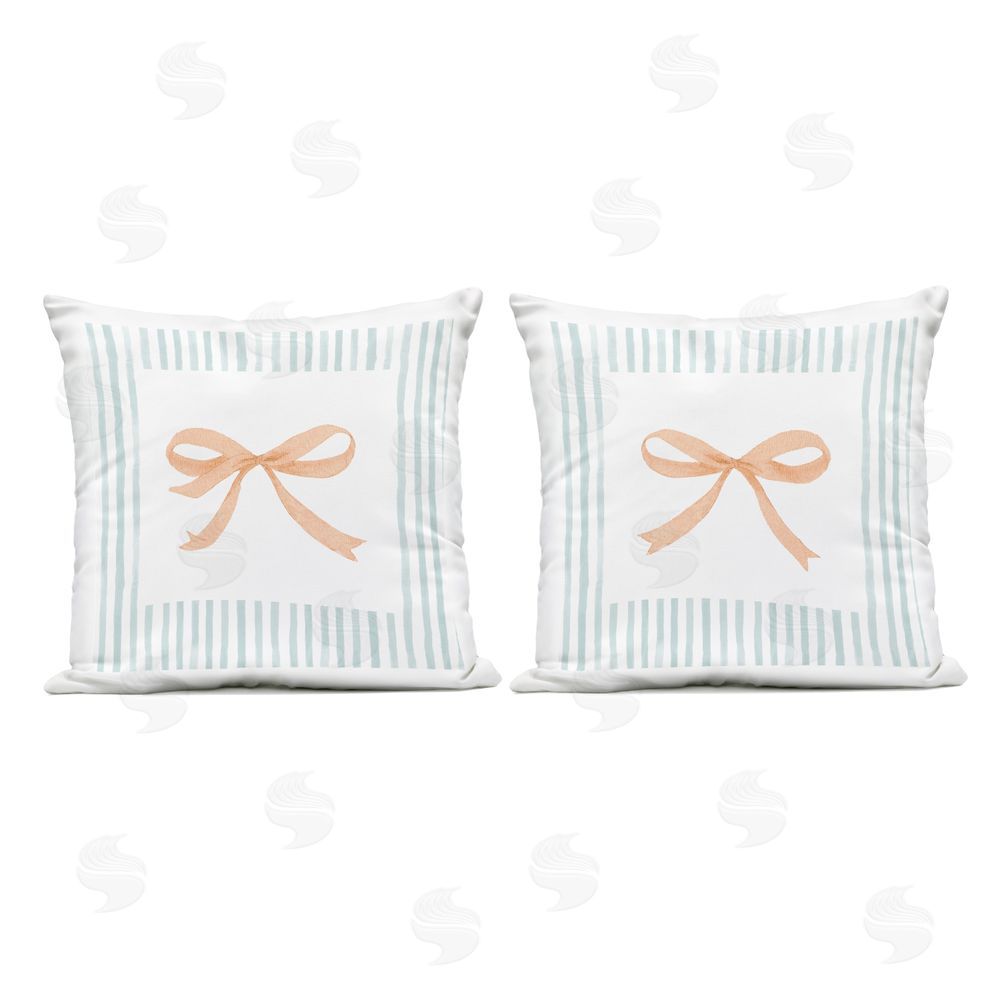 Patricia Pinto Striped Feminine Bows Outdoor Printed Throw Pillow