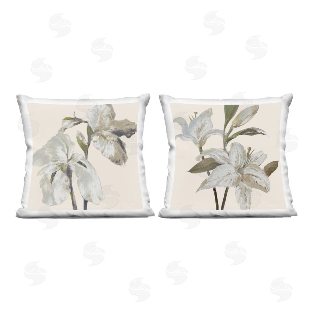 Lanie Loreth Neutral Irises & Lilies Printed Throw Pillow
