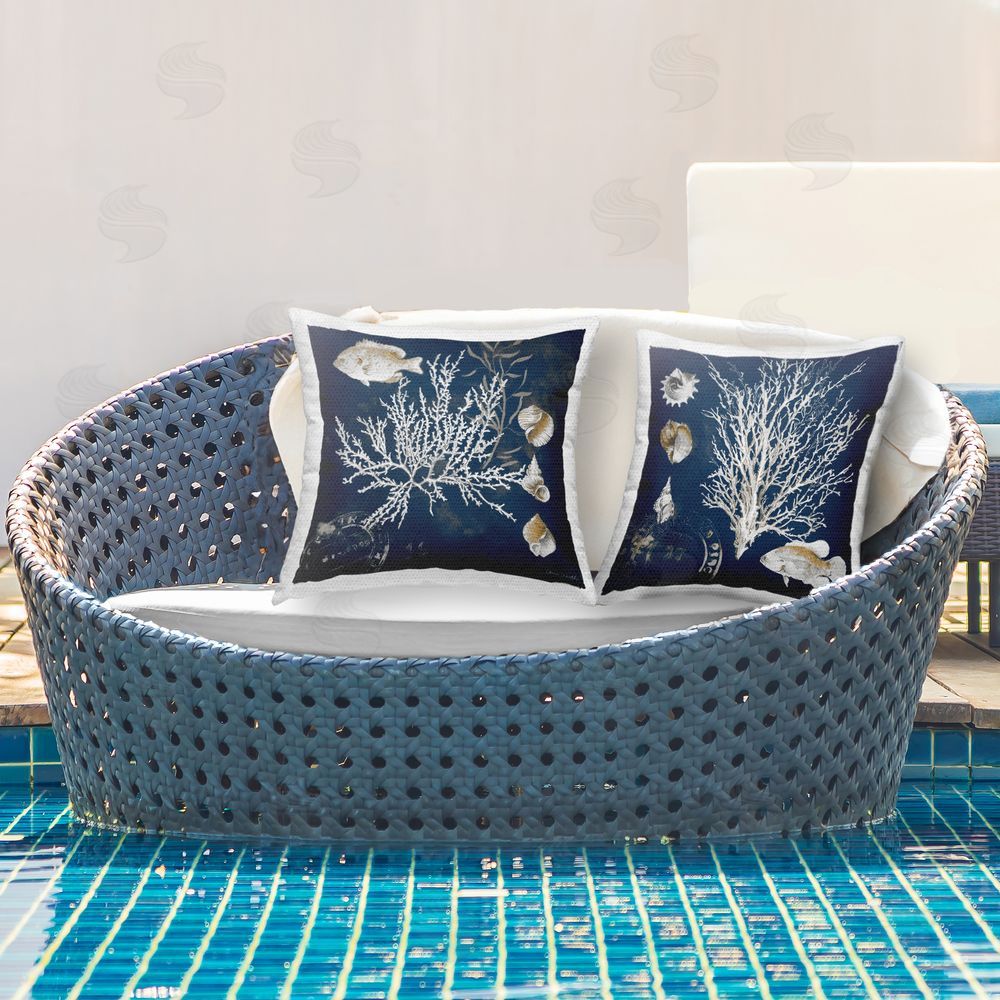 Lanie Loreth Vintage Coastal Medley Outdoor Printed Throw Pillow on Patio