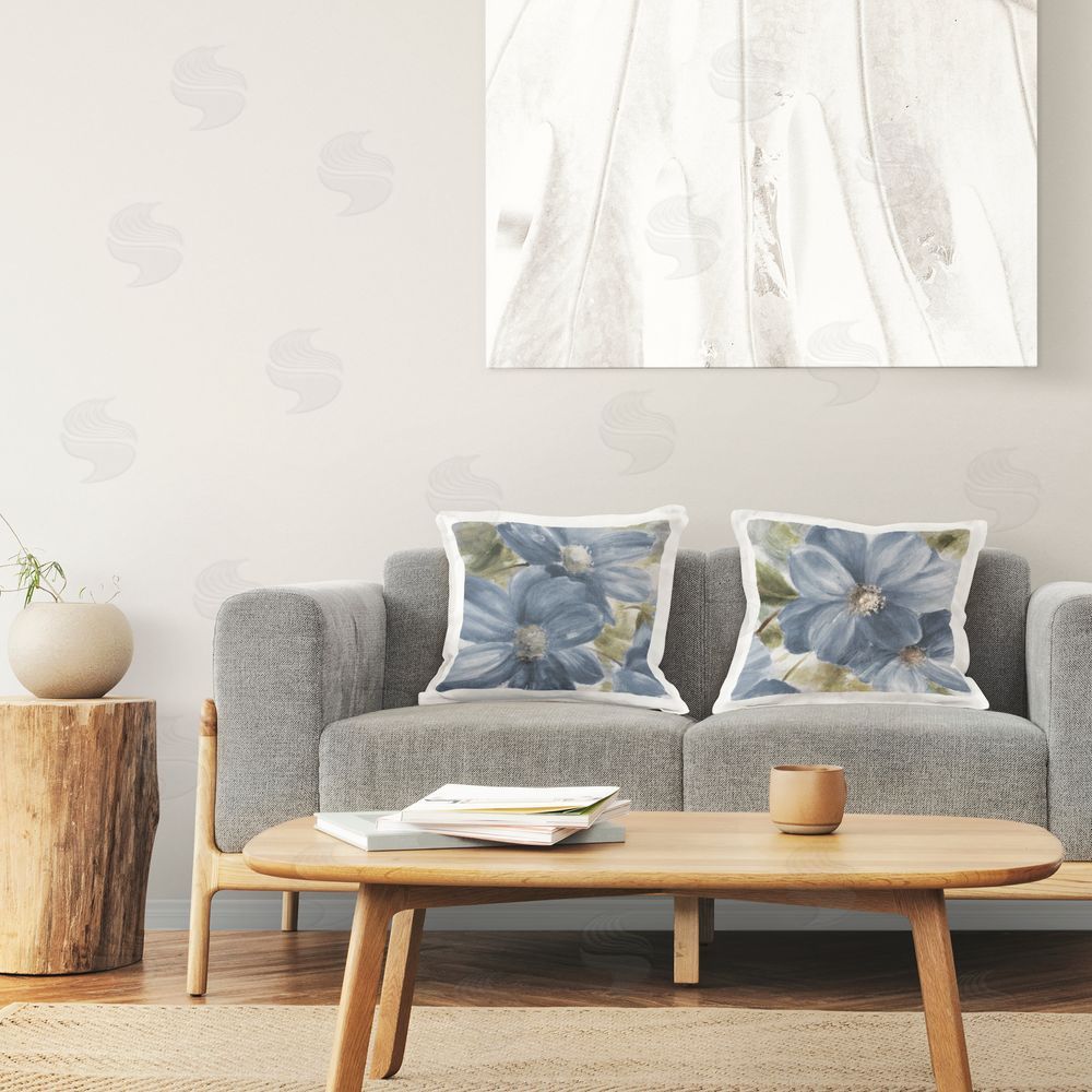 Lanie Loreth Blue Beauty Florals Printed Throw Pillow in Room