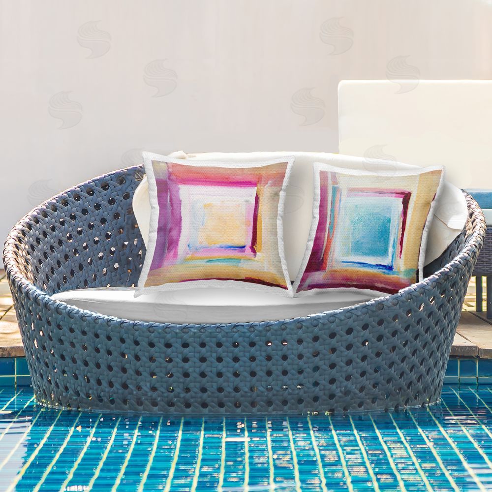 Lanie Loreth Brand New Day Abstract Outdoor Printed Throw Pillow on Patio
