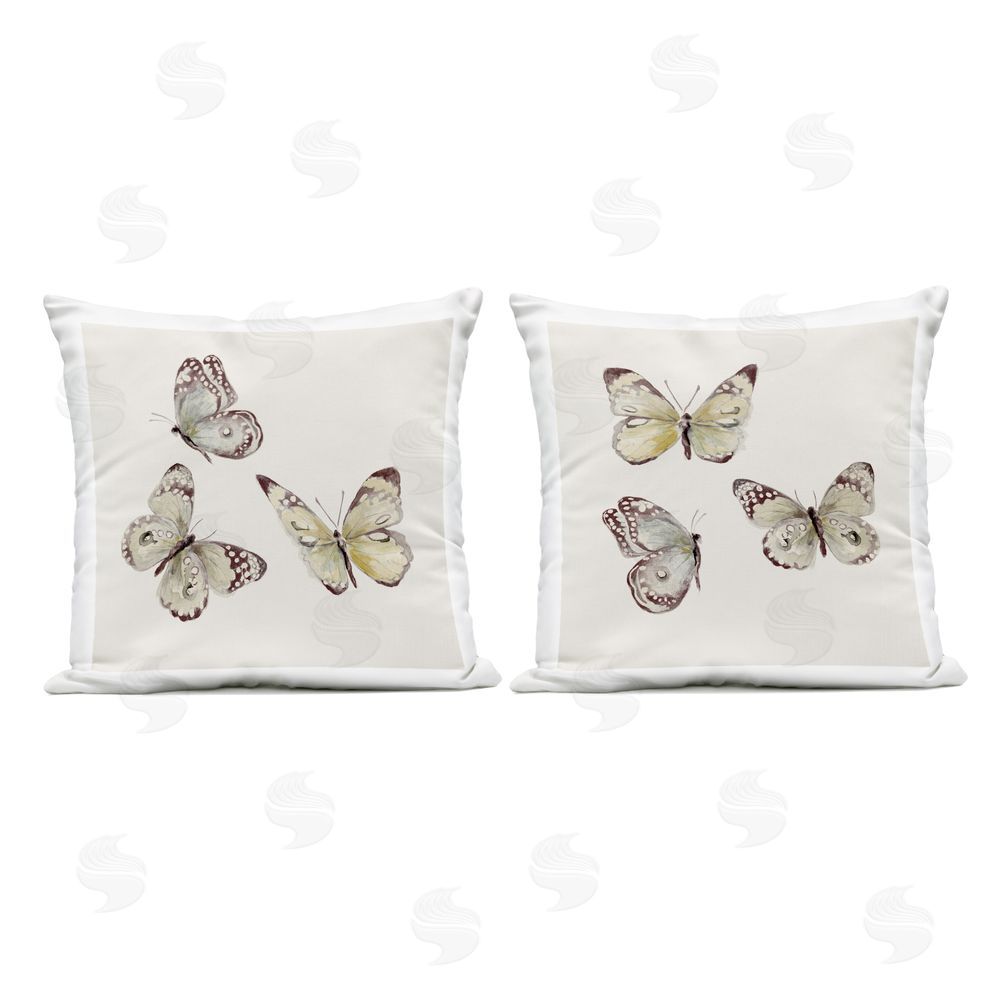 Patricia Pinto Muted Isolated Butterflies Outdoor Printed Throw Pillow