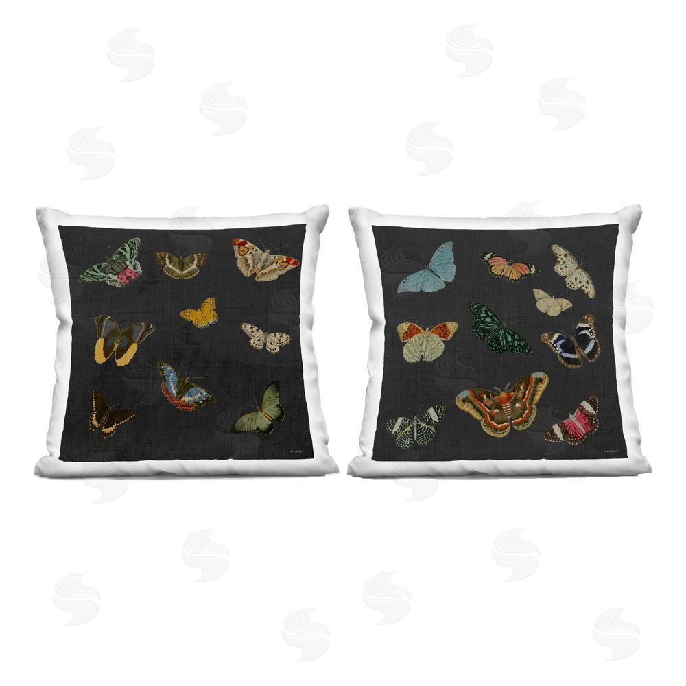 Dan Meneely Assorted Butterflies on Black Printed Throw Pillow