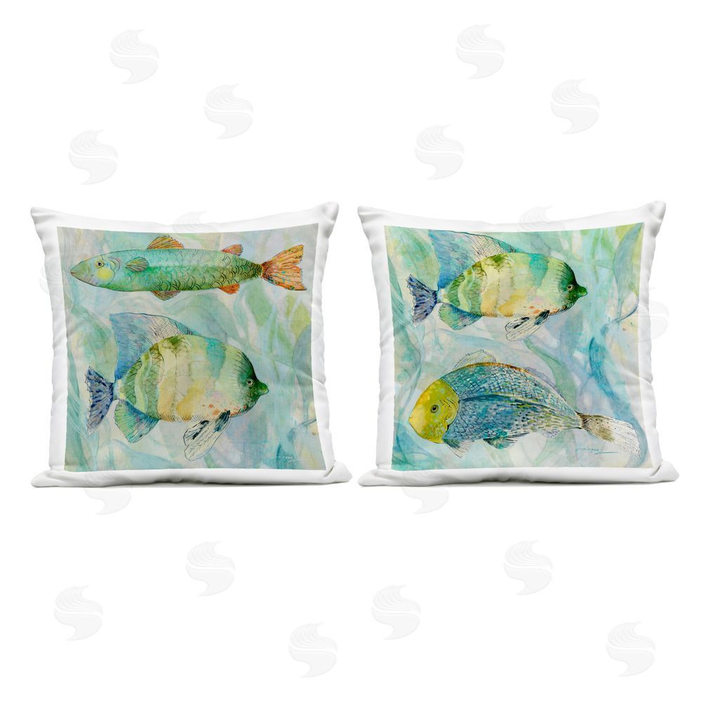 Lorenzo Collective Sweet Fish Aquatics Outdoor Square Printed Throw Pillow