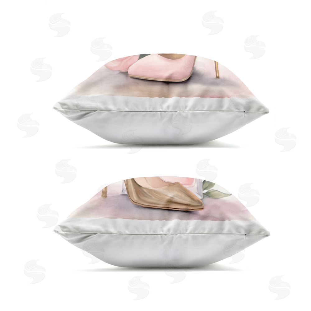 Kim Allen Blush Pink Beauty Outdoor Quick-Dry Polyester Square Throw Pillow Zipper Detail