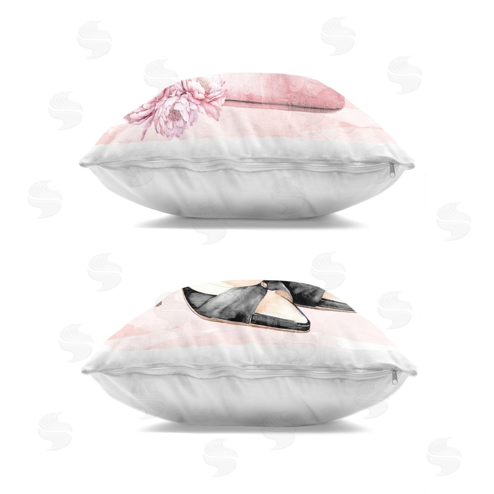 Kim Allen Rosy Glam Time Shoes Indoor Plush Polyester Square Throw Pillow Zipper Detail
