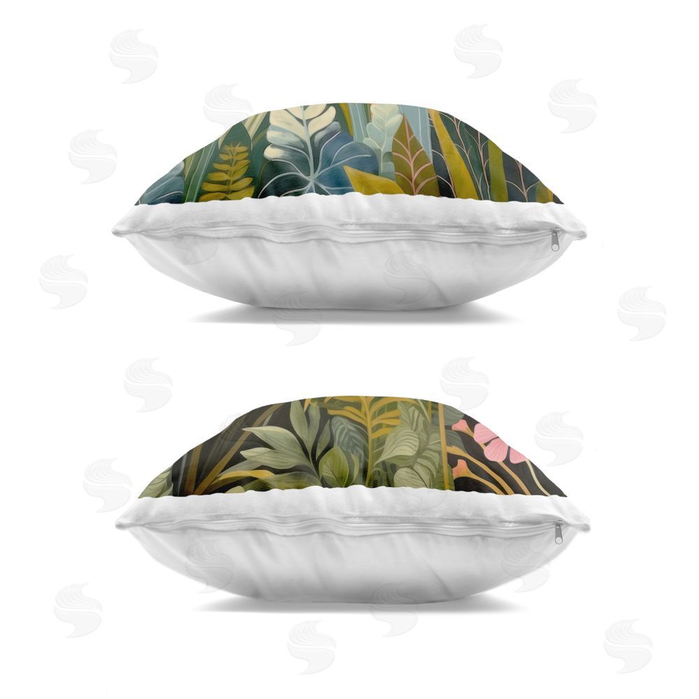 Lazar Studio Botanical Embrace Blooms Square Printed Throw Pillow Side View with Zipper Detail