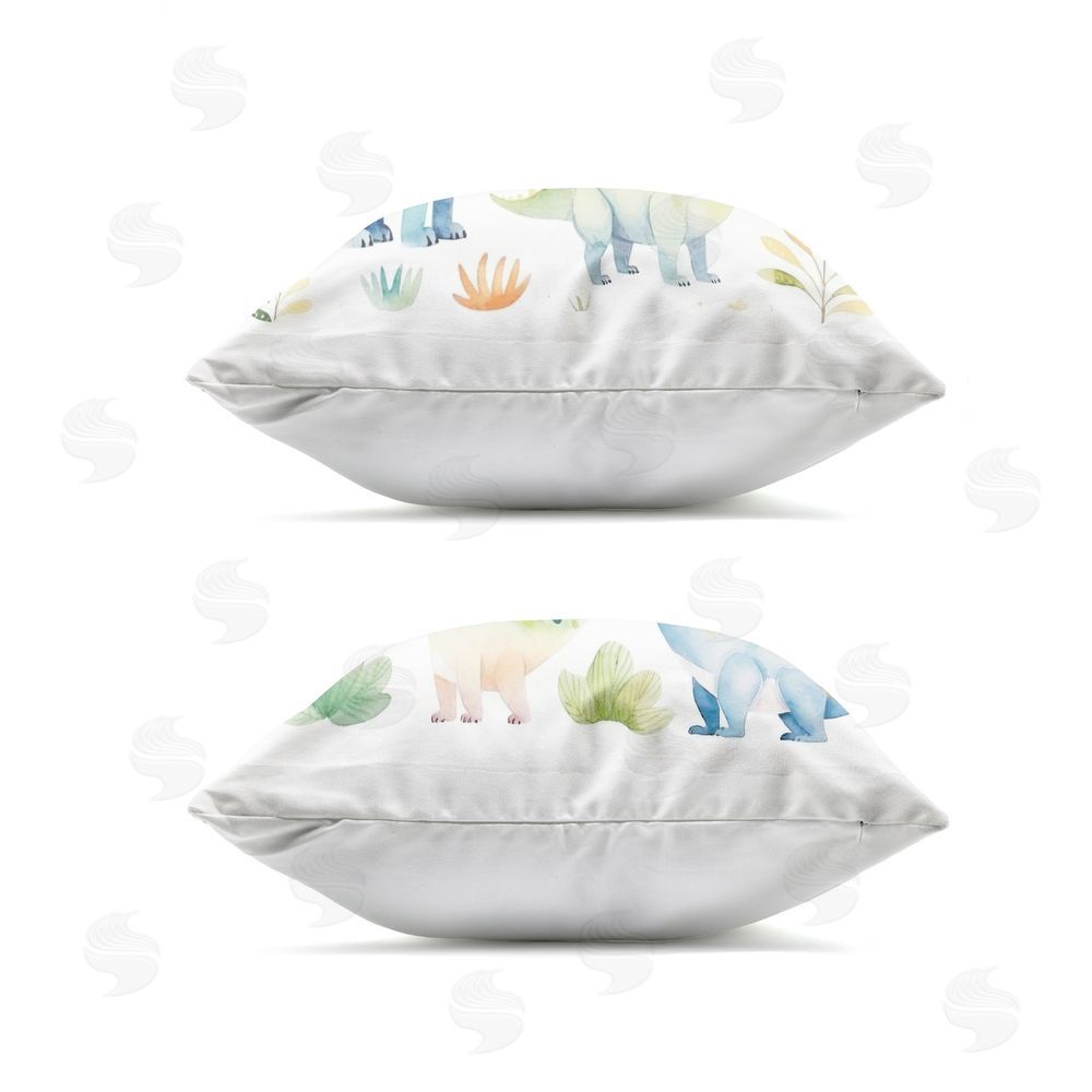 Lazar Studio Playful Dinosaur Wonders Outdoor Square Printed Throw Pillow Side View with Zipper Detail