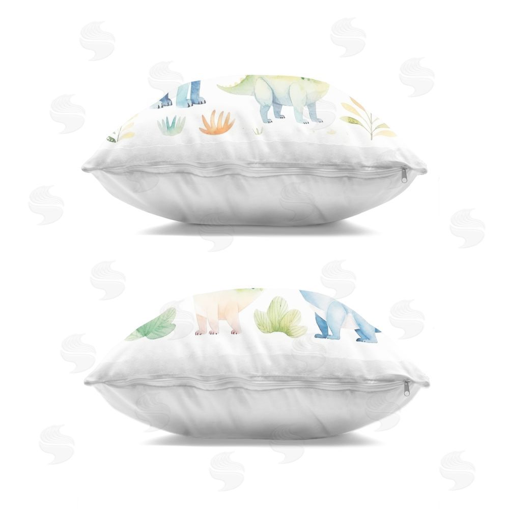 Lazar Studio Playful Dinosaur Wonders Square Printed Throw Pillow Side View with Zipper Detail
