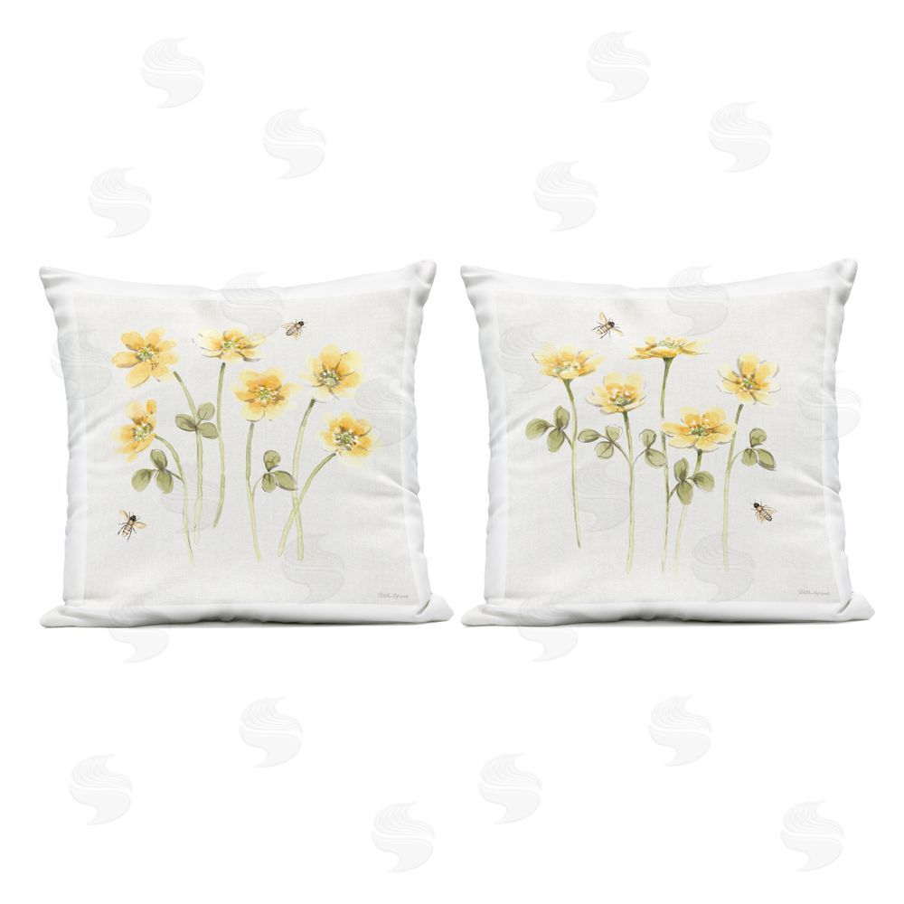 Beth Grove Sweet Honey Flowers & Bees Outdoor Square Printed Throw Pillow