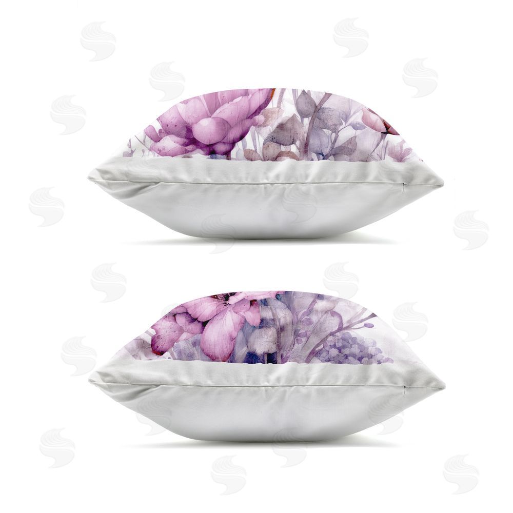 Kim Allen Vibrant Purple Tone Florals Outdoor Quick-Dry Polyester Square Throw Pillow Zipper Detail
