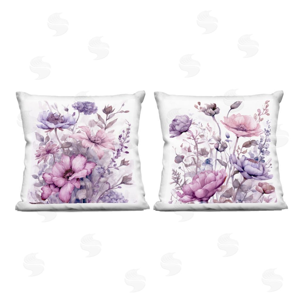Kim Allen Vibrant Purple Tone Florals Indoor Plush Polyester Square Throw Pillow
