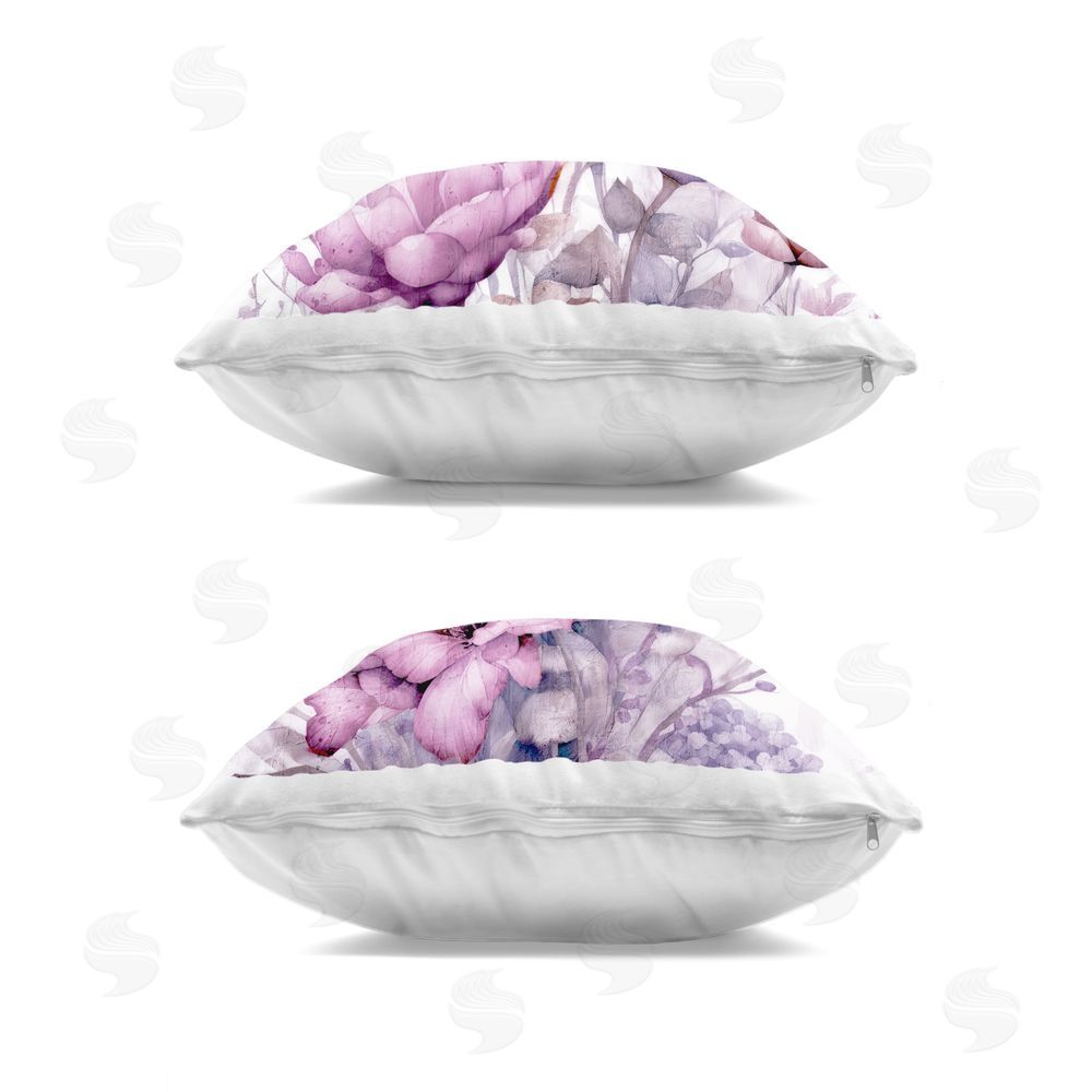 Kim Allen Vibrant Purple Tone Florals Indoor Plush Polyester Square Throw Pillow Zipper Detail