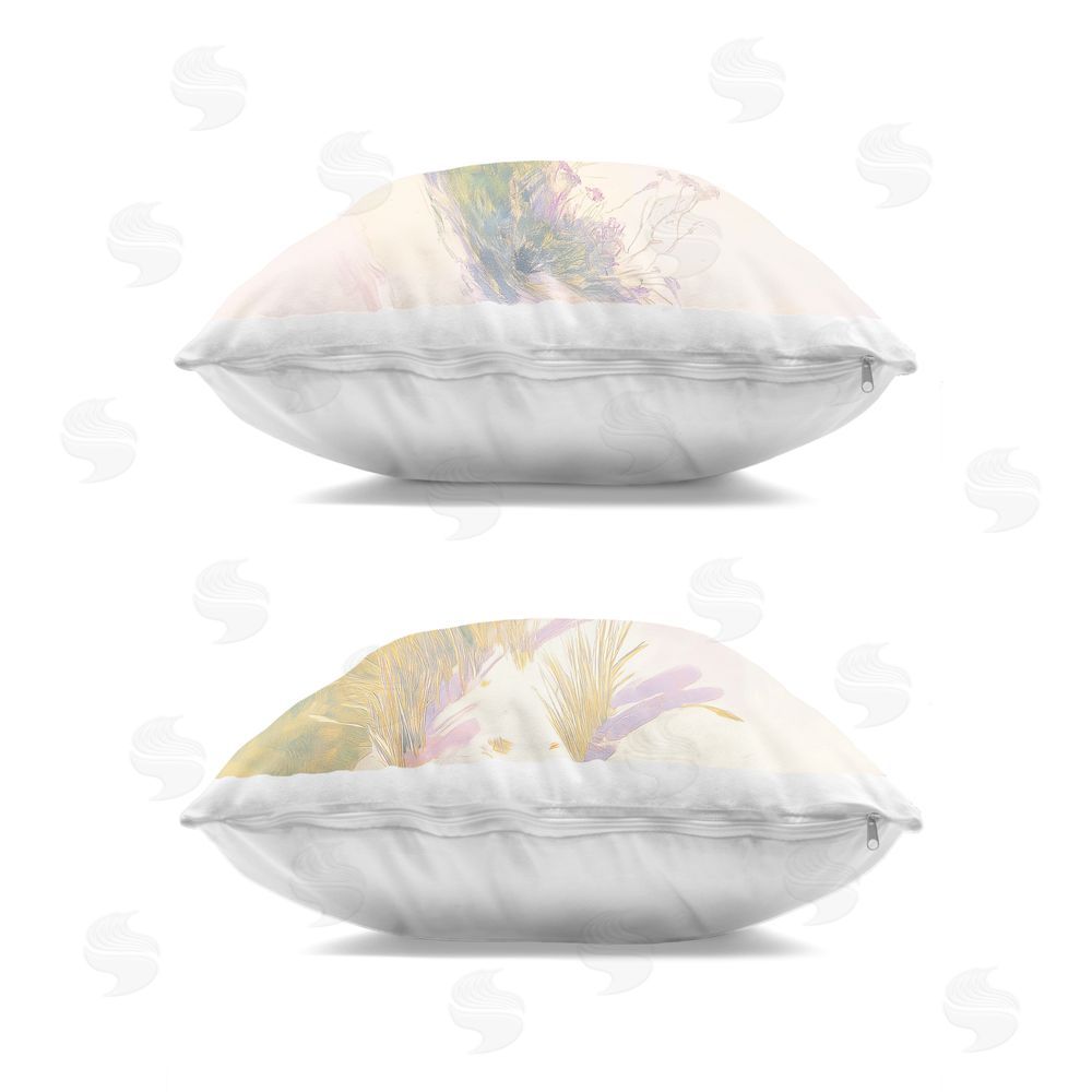 Walker Noble Dawn Shoreline Views Indoor Plush Polyester Square Throw Pillow Zipper Detail