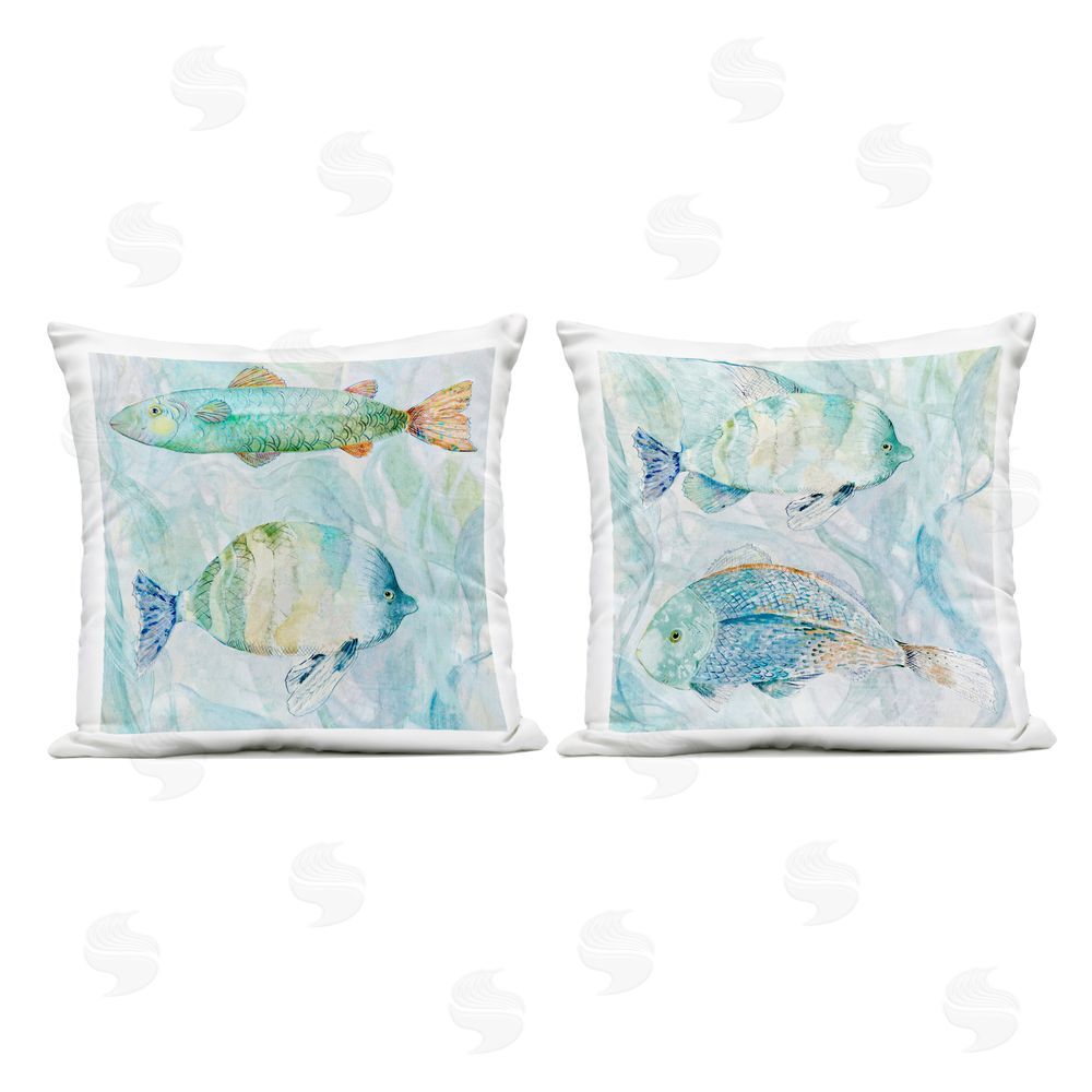 Lorenzo Collective Tropical Fishes Pair Outdoor Quick-Dry Polyester Square Throw Pillow