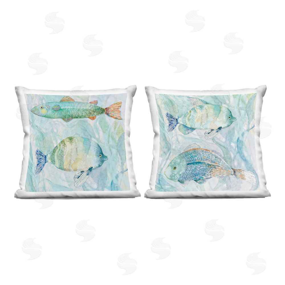 Lorenzo Collective Tropical Fishes Pair Indoor Plush Polyester Square Throw Pillow