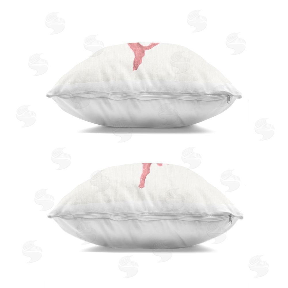 Janet Tava Rosy Pink Coral Branches Indoor Plush Polyester Square Throw Pillow Zipper Detail