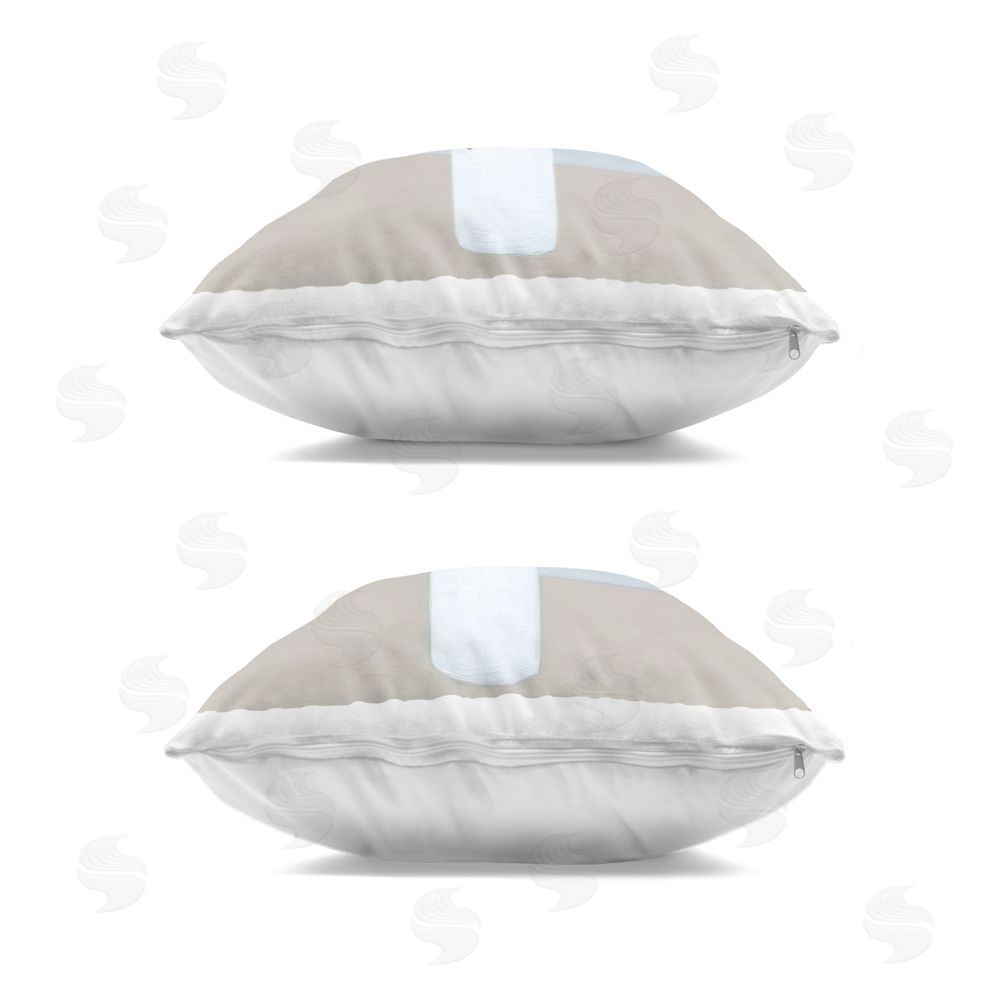 Marilyn Dunlap Mixed White Blossoms Indoor Plush Polyester Square Throw Pillow Zipper Detail