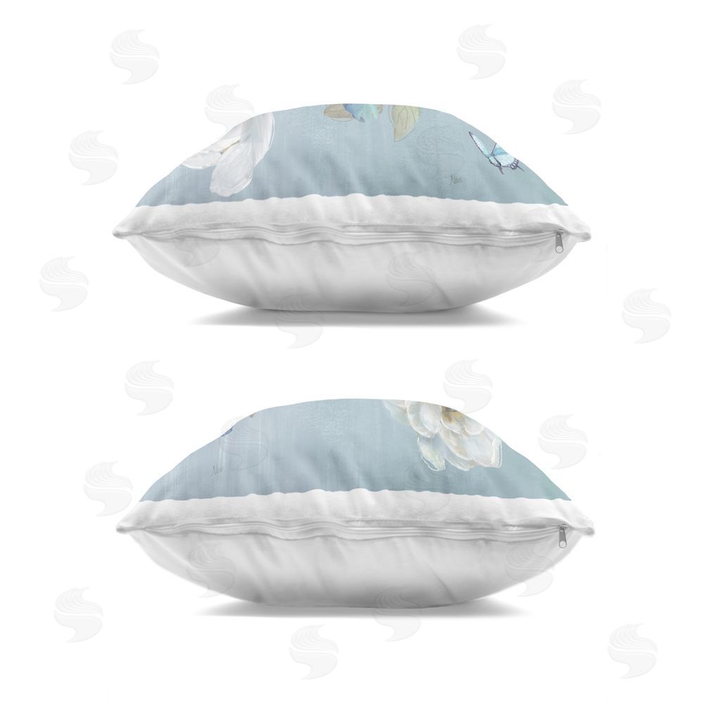 Nan Nature's Tranquility Florals Indoor Plush Polyester Square Throw Pillow Zipper Detail