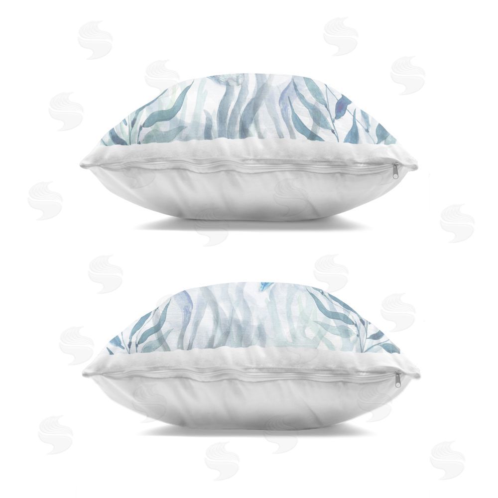 Janet Tava Subtle Smiling Sea Turtles Indoor Plush Polyester Square Throw Pillow Zipper Detail