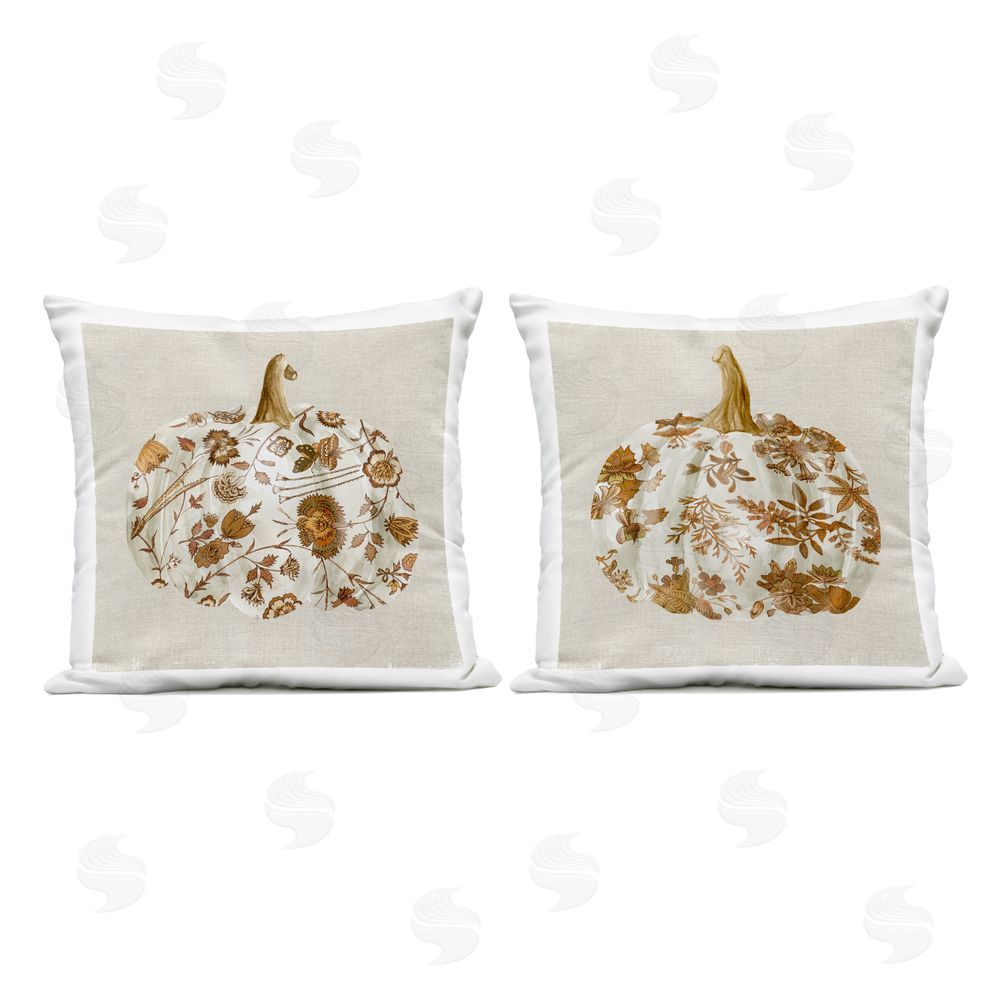 Livi and Finn Foliage Patterned Pumpkins Outdoor Square Printed Throw Pillow