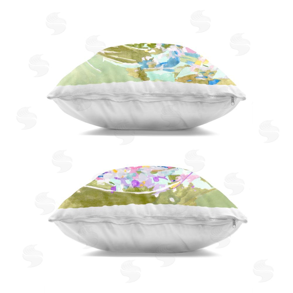 Melissa Wang Flowing Swirl of Color Indoor Plush Polyester Square Throw Pillow Zipper Detail
