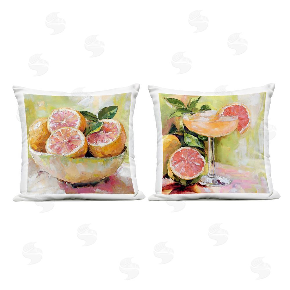 Riley B Grapefruit Bowl & Cocktail Outdoor Square Printed Throw Pillow