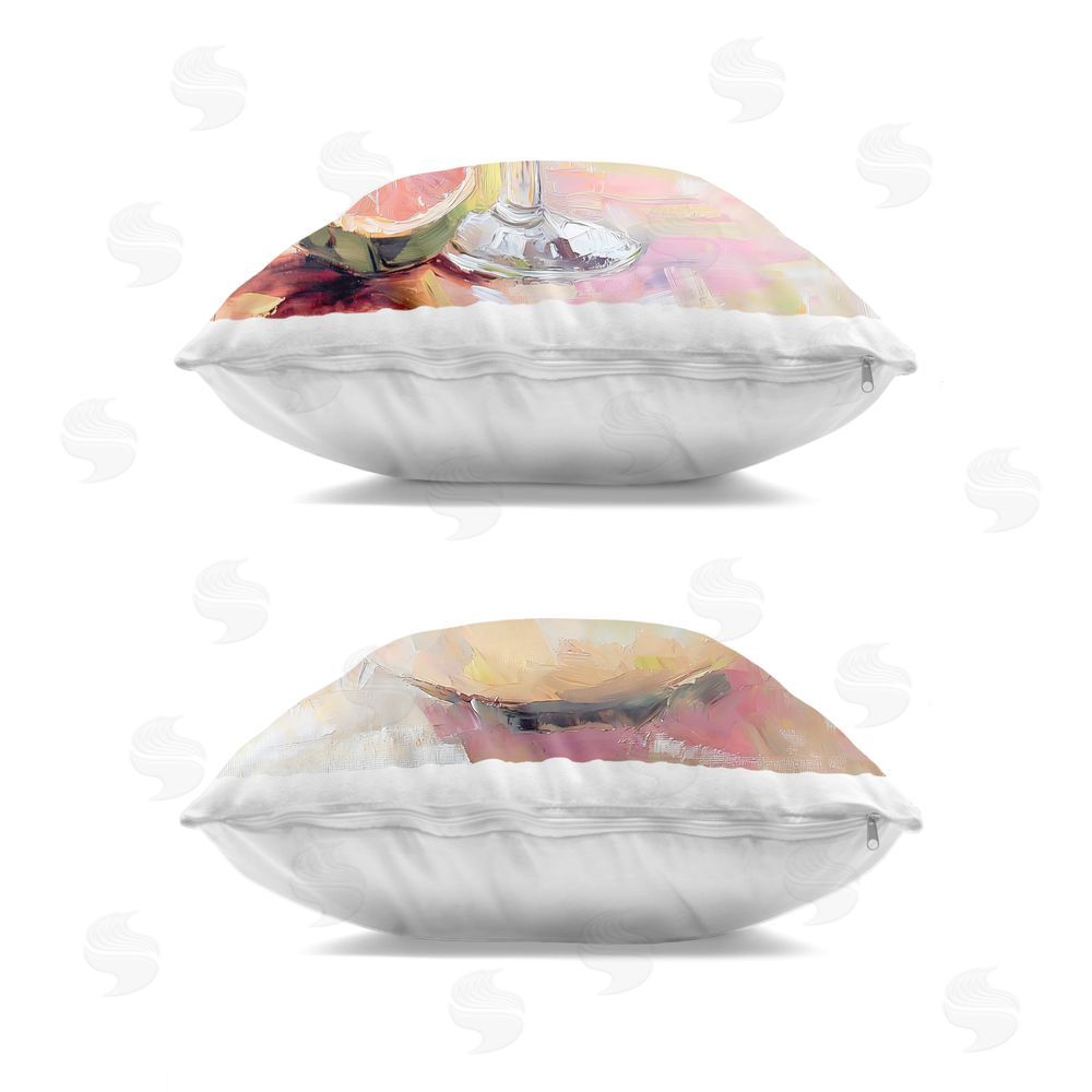Riley B Grapefruit Bowl & Cocktail Square Printed Throw Pillow Side View with Zipper Detail