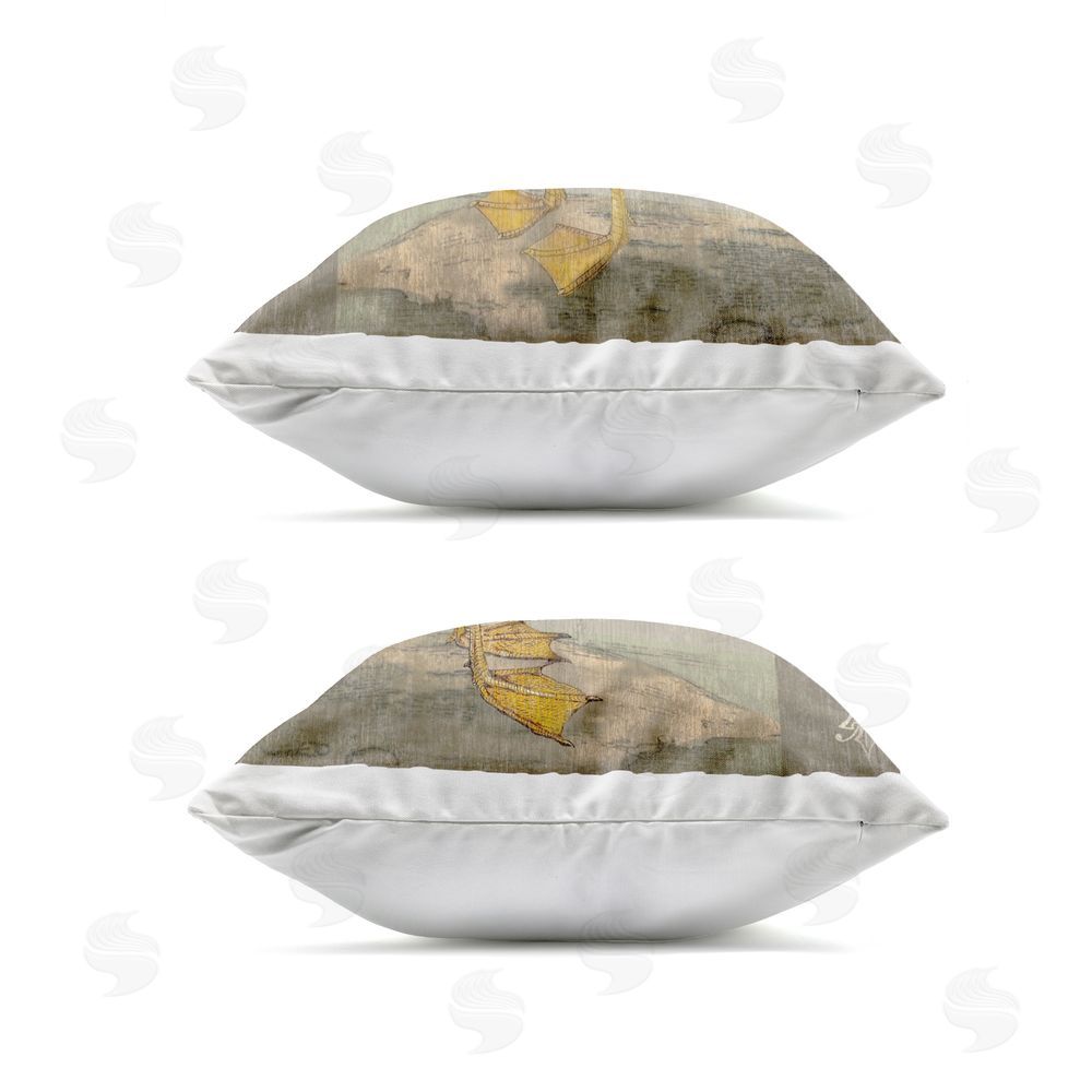 Suzanne Nicoll Little Seagulls with Hats Outdoor Quick-Dry Polyester Square Throw Pillow Zipper Detail