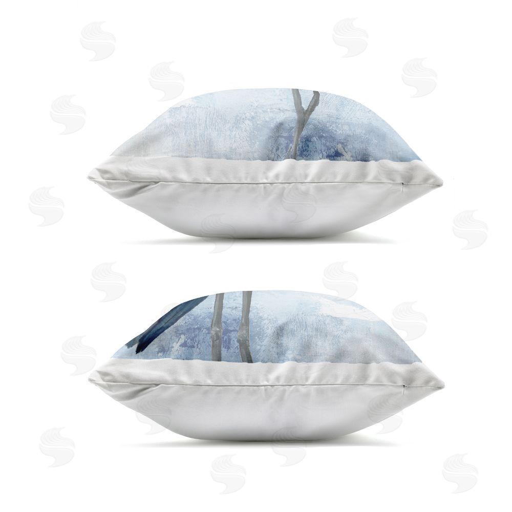 Nan Faded Blue Coastal Herons Outdoor Quick-Dry Polyester Square Throw Pillow Zipper Detail