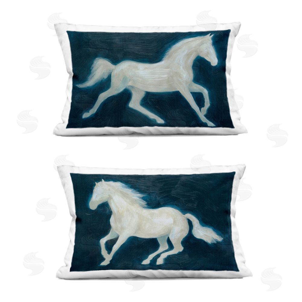 Grace Popp Luminous Galloping Stallions Indoor Plush Polyester Lumbar Pillow