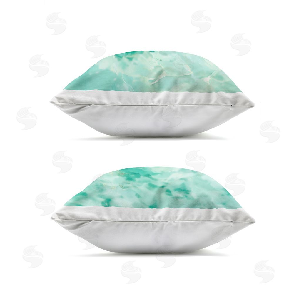 Melissa Wang Floating Pearl in Turquoise Waters Outdoor Quick-Dry Polyester Square Throw Pillow Zipper Detail