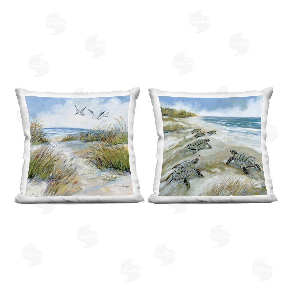 Susan Winget Beach Creatures on Dunes Indoor Plush Polyester Square Throw Pillow