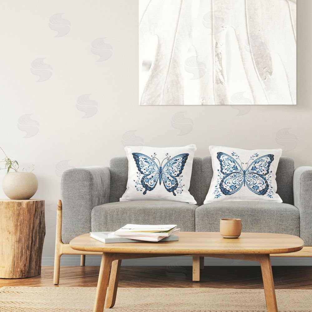 Danhui Nai Bohemian Patterned Butterflies Plush Polyester Printed Square Pillow Set in Room