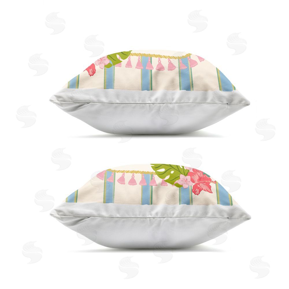 Radhika Modi Leafy Flamingo Tropics Outdoor Quick-Dry Polyester Square Throw Pillow Zipper Detail