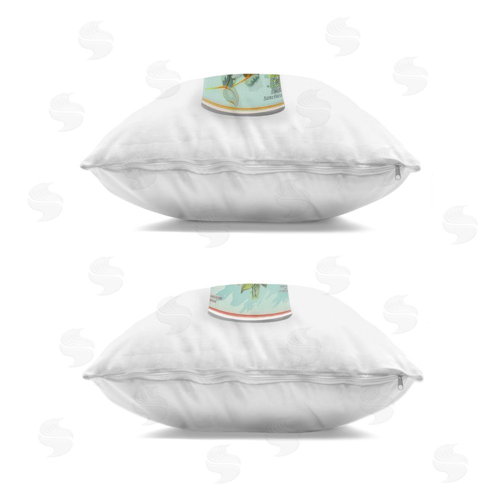 Val Rhodes Nostalgic Marigold & Lily Bouquets Square Printed Throw Pillow Side View with Zipper Detail