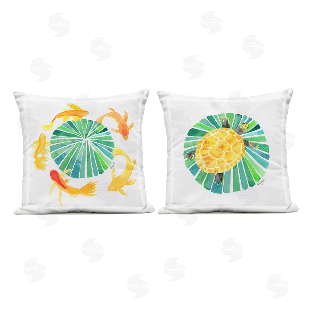Hillary Holt Orbital Aquatic Creatures Outdoor Square Printed Throw Pillow