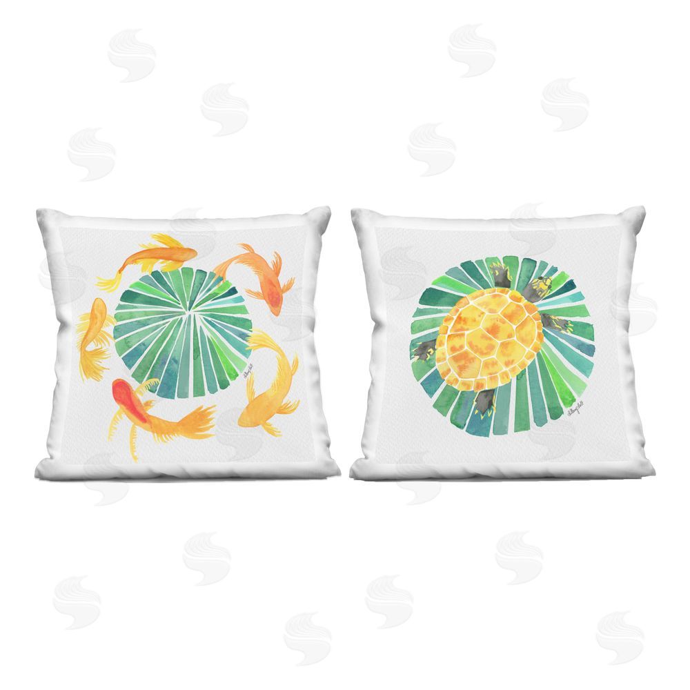Hillary Holt Orbital Aquatic Creatures Square Printed Throw Pillow
