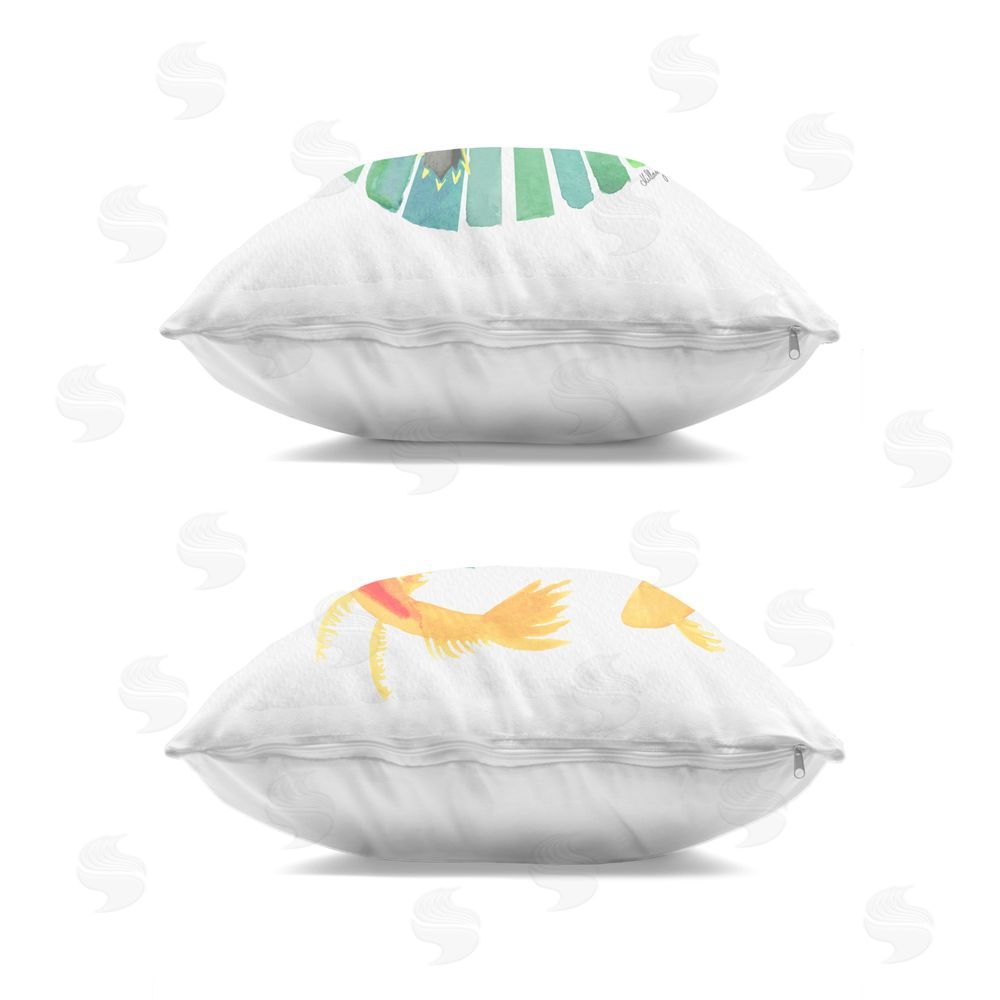 Hillary Holt Orbital Aquatic Creatures Square Printed Throw Pillow Side View with Zipper Detail