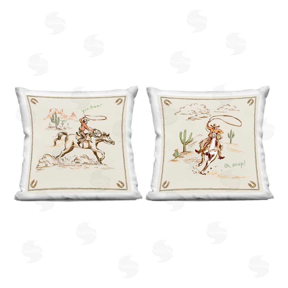Erin Makai Cowboys & Lassos Phrases Indoor Plush Polyester Square Throw Pillow