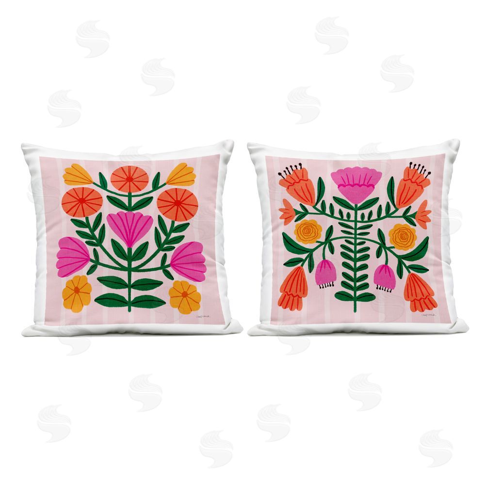 Cheryl Warrick Colorful Garden Symmetry Outdoor Quick-Dry Polyester Square Throw Pillow