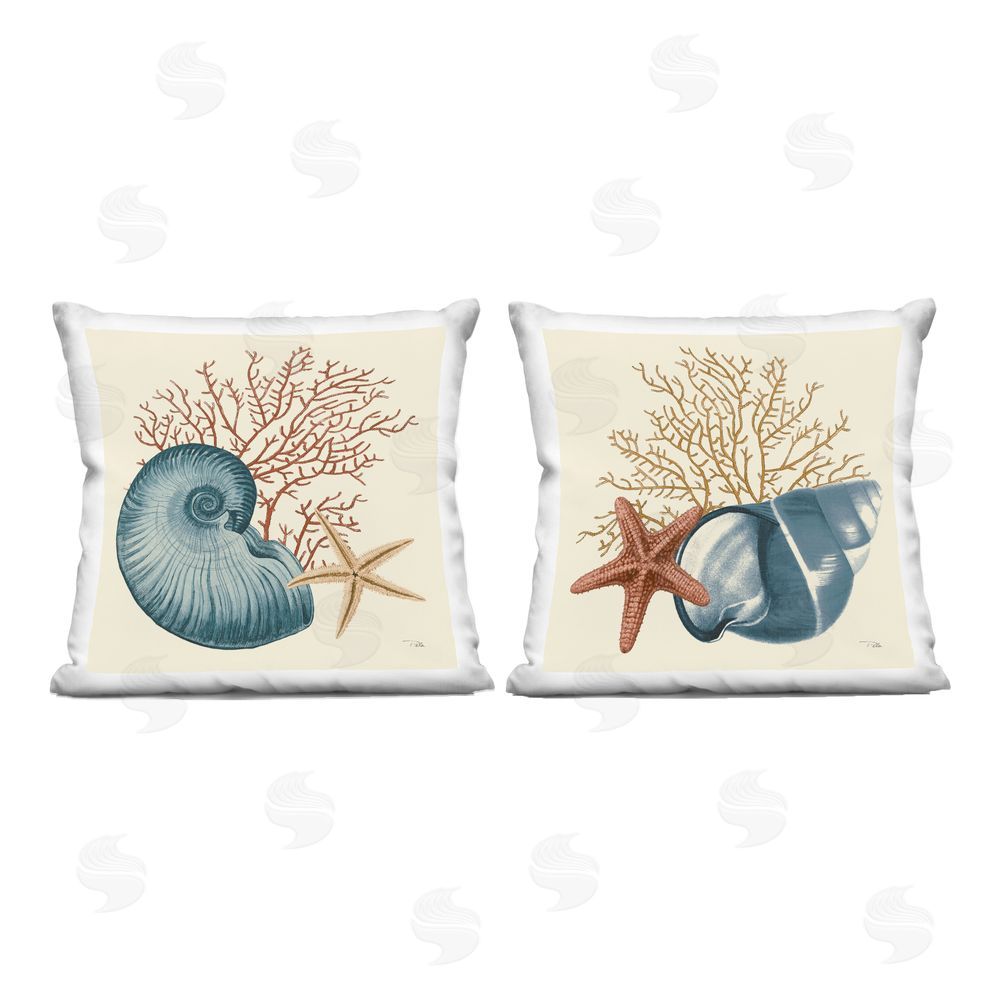 Pela Studio Mixture of Ocean Life Indoor Plush Polyester Square Throw Pillow